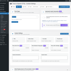 Page screenshot: Text to Speech &rarr; Content
