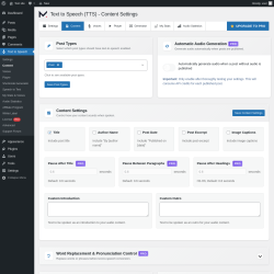 Page screenshot: Text to Speech &rarr; Content