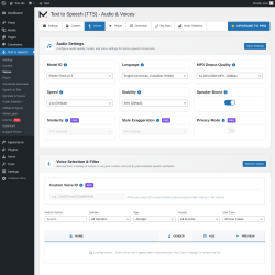 Page screenshot: Text to Speech &rarr; Voices
