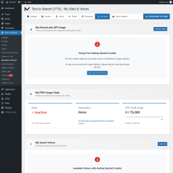 Page screenshot: Text to Speech &rarr; My Stats & Voices
