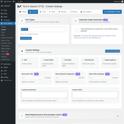 Page screenshot: Text to Speech &rarr; Content