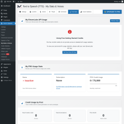 Page screenshot: Text to Speech &rarr; My Stats & Voices