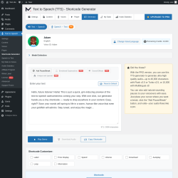 Page screenshot: Text to Speech &rarr; Shortcode Generator