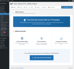 Page screenshot: Text to Speech &rarr; Affiliate Program