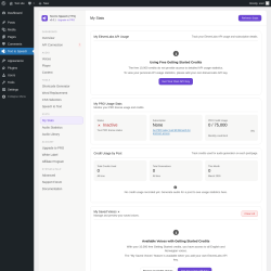 Page screenshot: Text to Speech &rarr; My Stats & Voices