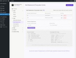Page screenshot: Text to Speech &rarr; Word Replacement