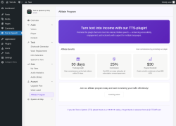 Page screenshot: Text to Speech &rarr; Affiliate Program