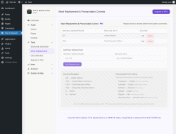 Page screenshot: Text to Speech &rarr; Word Replacement