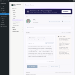 Page screenshot: Text to Speech &rarr; Shortcode Generator