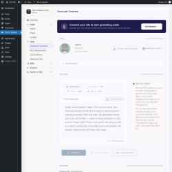 Page screenshot: Text to Speech &rarr; Shortcode Generator