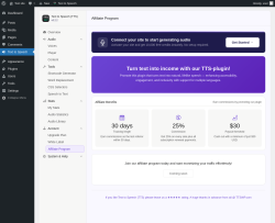 Page screenshot: Text to Speech &rarr; Affiliate Program