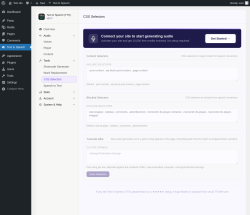 Page screenshot: Text to Speech &rarr; CSS Selectors