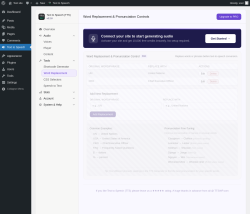 Page screenshot: Text to Speech &rarr; Word Replacement