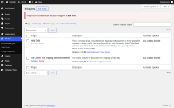 Page screenshot: Plugins &lsaquo; Test site &mdash; WordPress