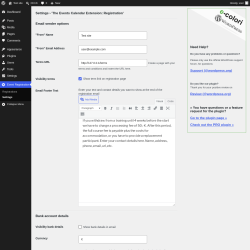 Page screenshot: Event Registration &rarr; Settings
