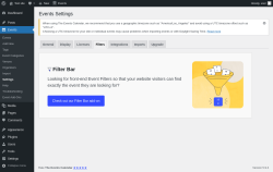 Page screenshot: Events → Settings → Filters