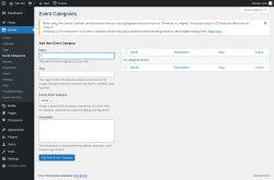 Page screenshot: Events → Event Categories