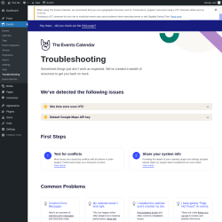 Page screenshot: Events → Troubleshooting