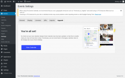 Page screenshot: Events → Settings → Upgrade
