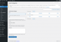 Page screenshot: Events → Event Categories