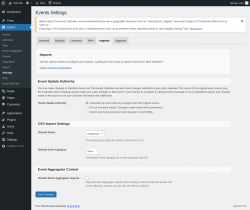 Page screenshot: Events → Settings → Imports