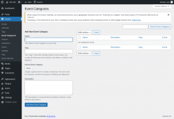 Page screenshot: Events → Event Categories