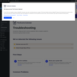Page screenshot: Events &rarr; Troubleshooting