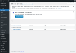 Page screenshot: Events &rarr; Calendar Embeds