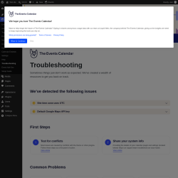 Page screenshot: Events &rarr; Troubleshooting
