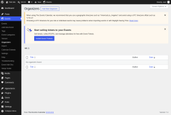 Page screenshot: Events &rarr; Organizers