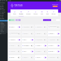 Page screenshot: The Plus Settings → Plus Blocks