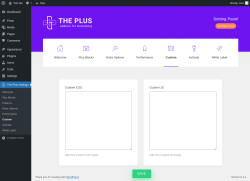 Page screenshot: The Plus Settings → Custom