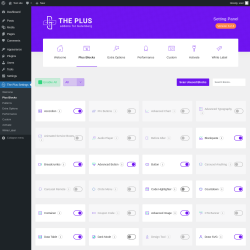 Page screenshot: The Plus Settings → Plus Blocks