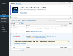 Page screenshot: Plugins ‹ Test site — WordPress
