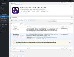 Page screenshot: Plugins ‹ Test site — WordPress