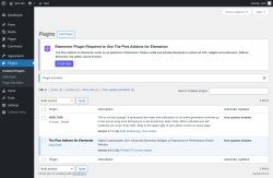 Page screenshot: Plugins ‹ Test site — WordPress