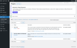 Page screenshot: Plugins ‹ Test site — WordPress