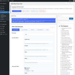 Page screenshot: The Post Grid &rarr; Add New Grid