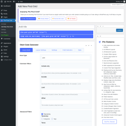 Page screenshot: The Post Grid &rarr; Add New Post Grid