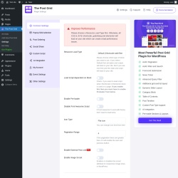Page screenshot: The Post Grid &rarr; Settings