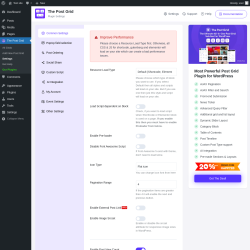 Page screenshot: The Post Grid &rarr; Settings