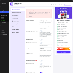 Page screenshot: The Post Grid &rarr; Settings