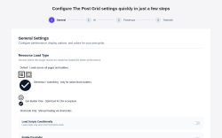 Page screenshot: The Post Grid Setup Wizard &lsaquo; Test site &mdash; WordPress