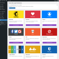 Page screenshot: Theme My Login → Extensions