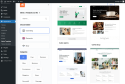 Page screenshot: Appearance &rarr; Starter Templates