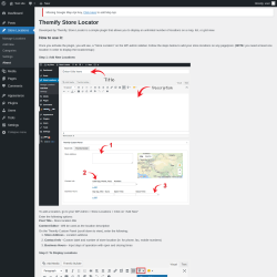 Page screenshot: About Themify Store Locator &lsaquo; Test site &mdash; WordPress