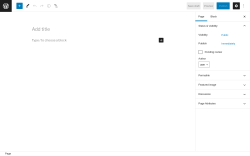 Page screenshot: Add New Page &lsaquo; Test site &mdash; WordPress