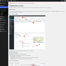 Page screenshot: About Themify Store Locator &lsaquo; Test site &mdash; WordPress