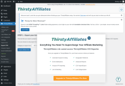 Page screenshot: ThirstyAffiliates → Export CSV