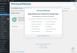 Page screenshot: ThirstyAffiliates → Add-ons